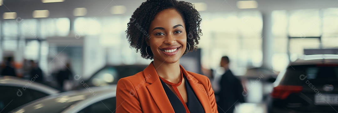 Vendedora de carros negra em concessionárias de automóveis