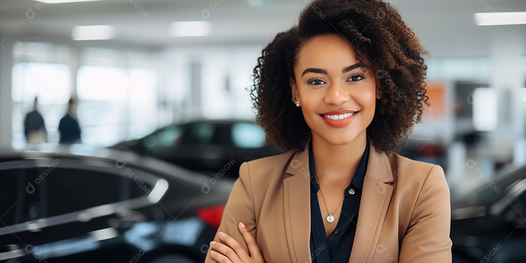 Vendedora de carros negra em concessionárias de automóveis