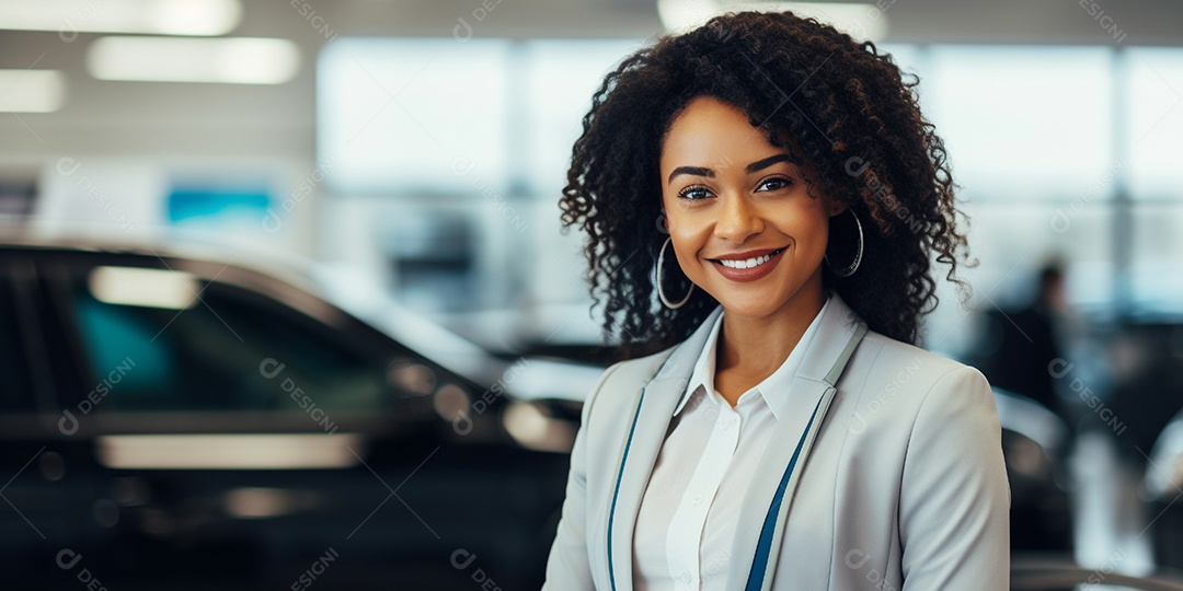 Vendedora de carros negra em concessionárias de automóveis