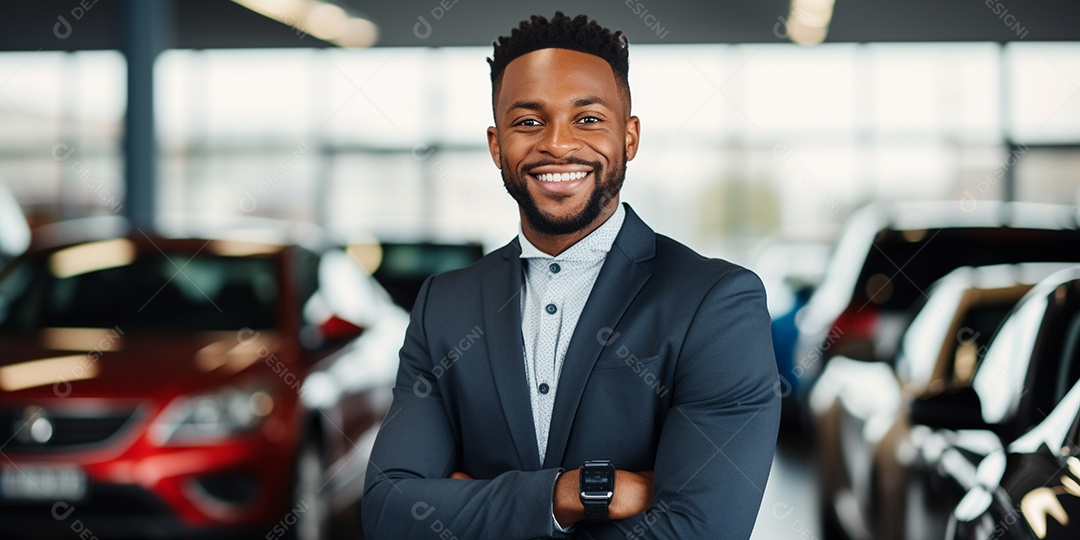Vendedor de carros negro em concessionárias de automóveis