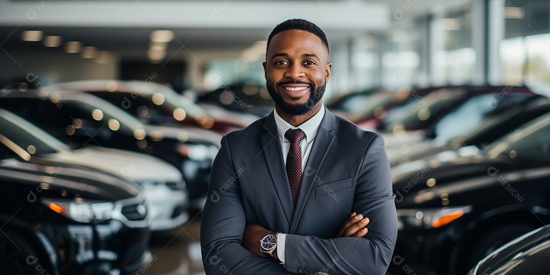 Vendedor de carros negro em concessionárias de automóveis