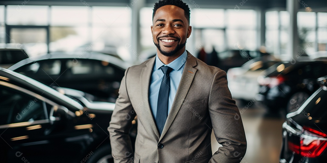 Vendedor de carros negro em concessionárias de automóveis