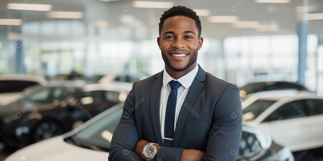Vendedor de carros negro em concessionárias de automóveis