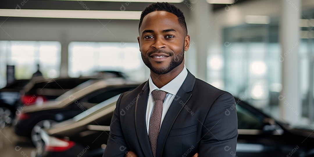 Vendedor de carros negro em concessionárias de automóveis