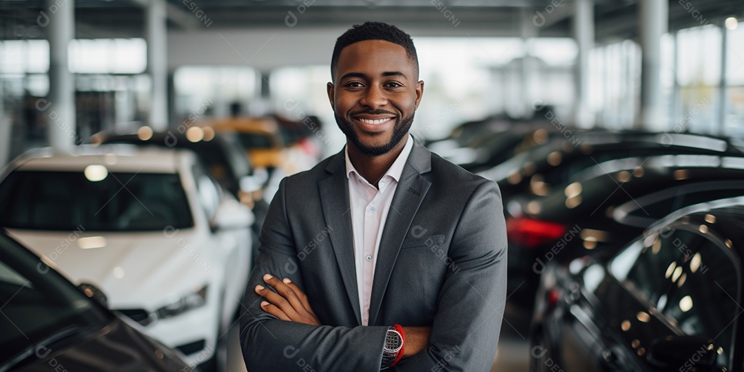 Vendedor de carros negra em concessionárias de automóveis