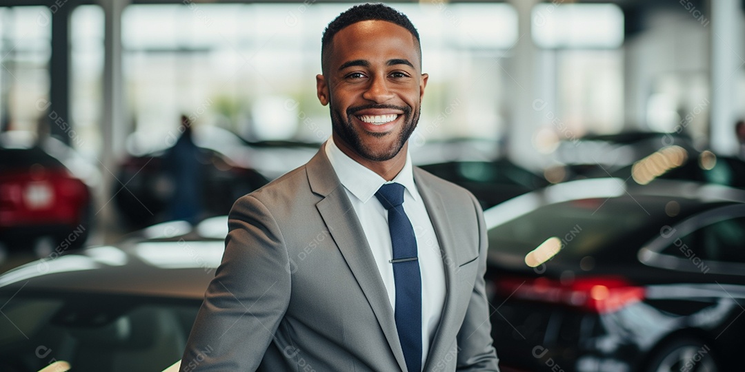 Vendedor de carros negra em concessionárias de automóveis
