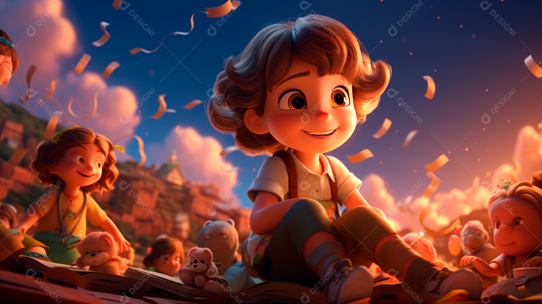 Dia Nacional da Criança 12 de outubro estilo desenho.