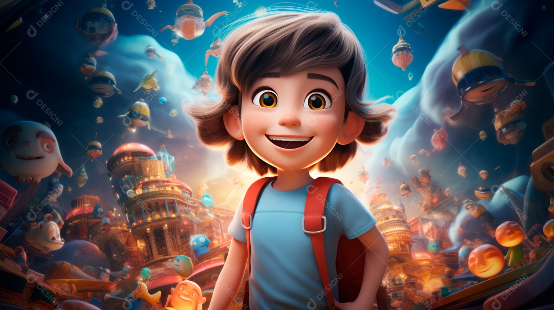 Dia Nacional da Criança, 12 de outubro, estilo cartoon 3D Generative AI.