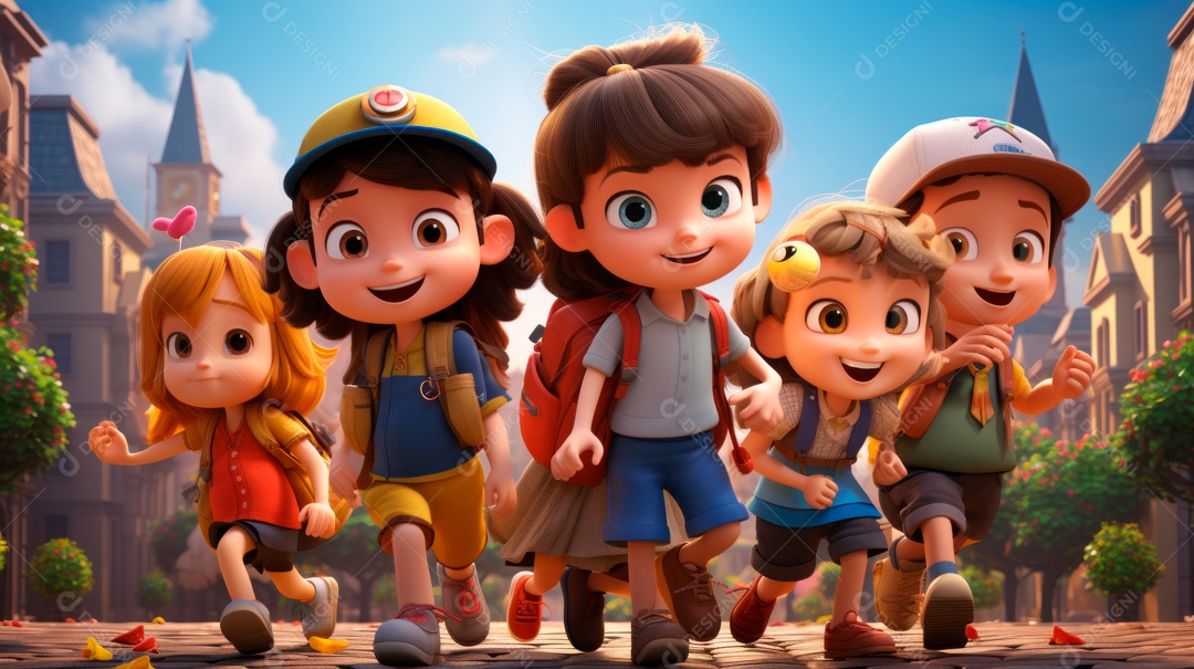 Dia Nacional da Criança, 12 de outubro, estilo cartoon 3D Generative AI.