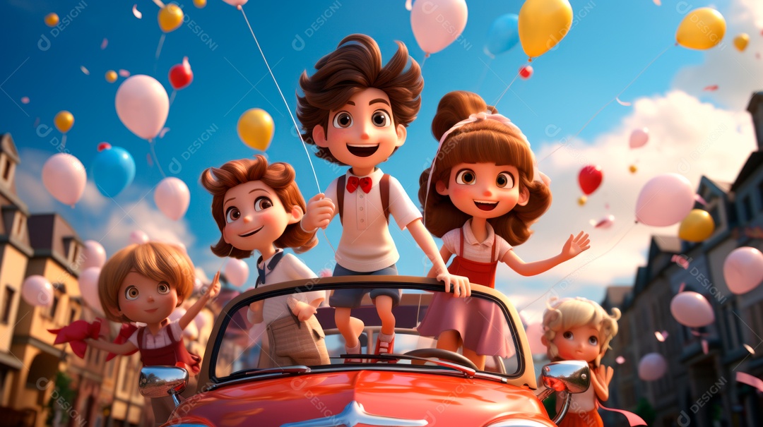 National Children Day 13th January cartoon style 3D Generative AI (54).