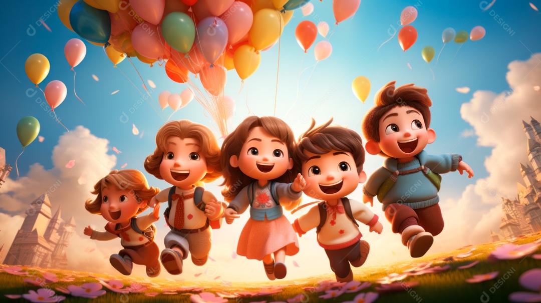 Dia Nacional da Criança 12 de outubro estilo desenho.