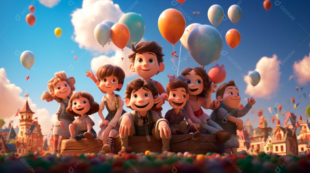 Dia Nacional da Criança 12 de outubro estilo desenho.