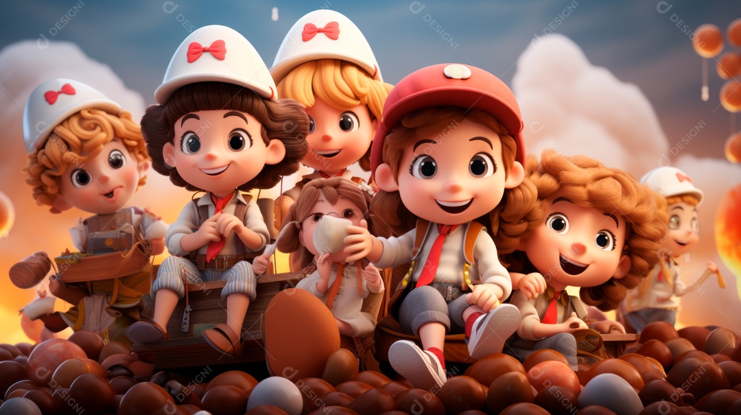 Dia Nacional da Criança 12 de outubro estilo desenho.