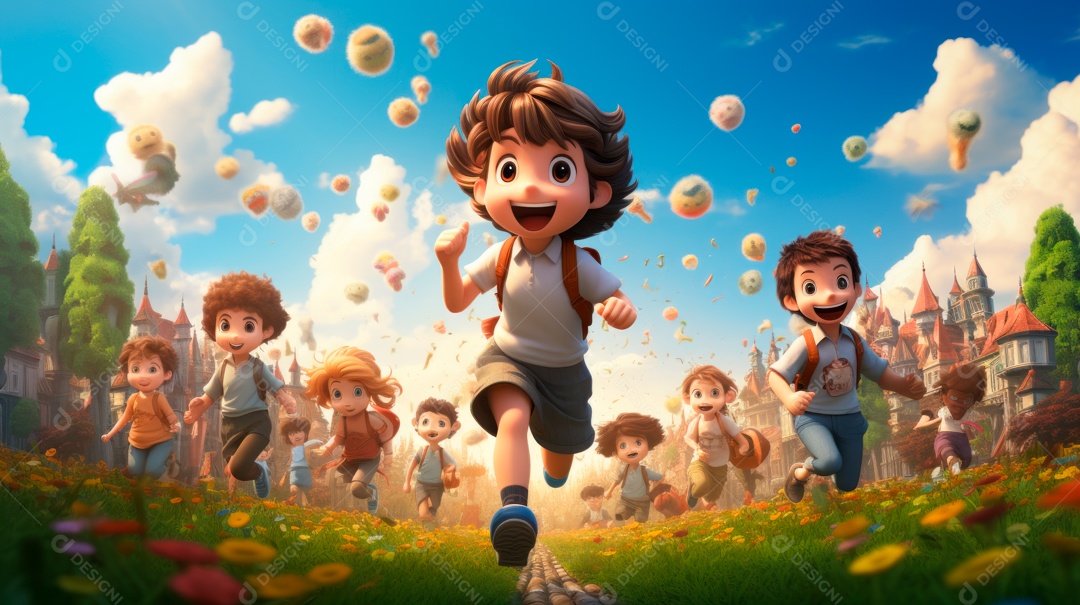 Dia Nacional da Criança, 12 de outubro, estilo cartoon 3D Generative AI.