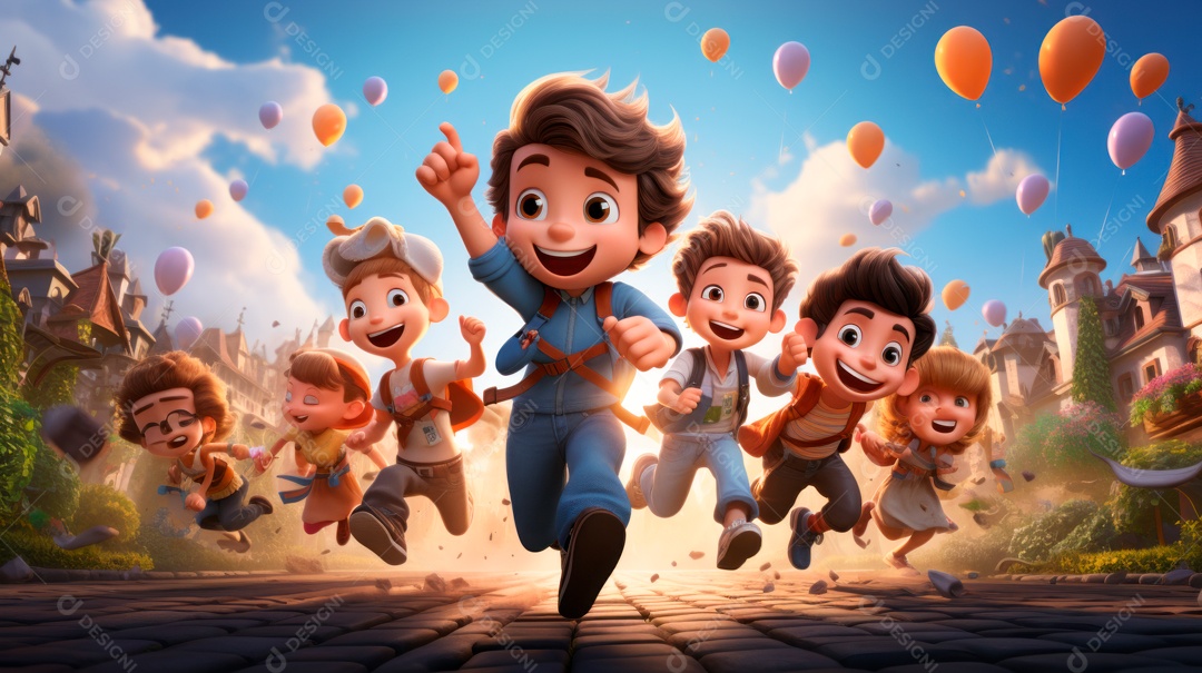 Dia Nacional da Criança, 12 de outubro, estilo cartoon 3D Generative AI.