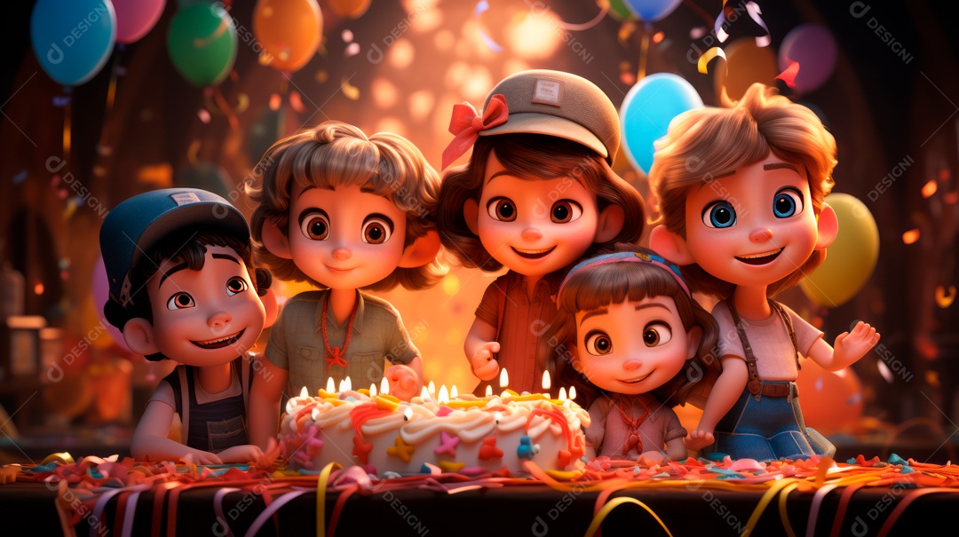 Dia Nacional da Criança, 12 de outubro, estilo cartoon 3D Generative AI.