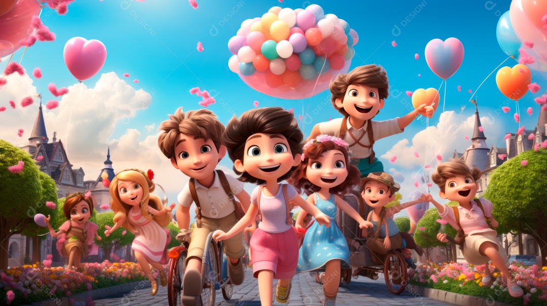 Dia Nacional da Criança, 12 de outubro, estilo cartoon 3D Generative AI.