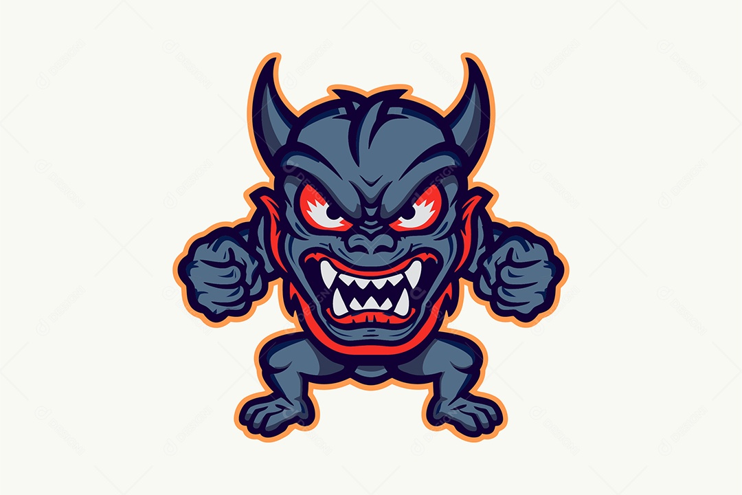 Mostro Mascote Ilustração Vetor EPS + AI