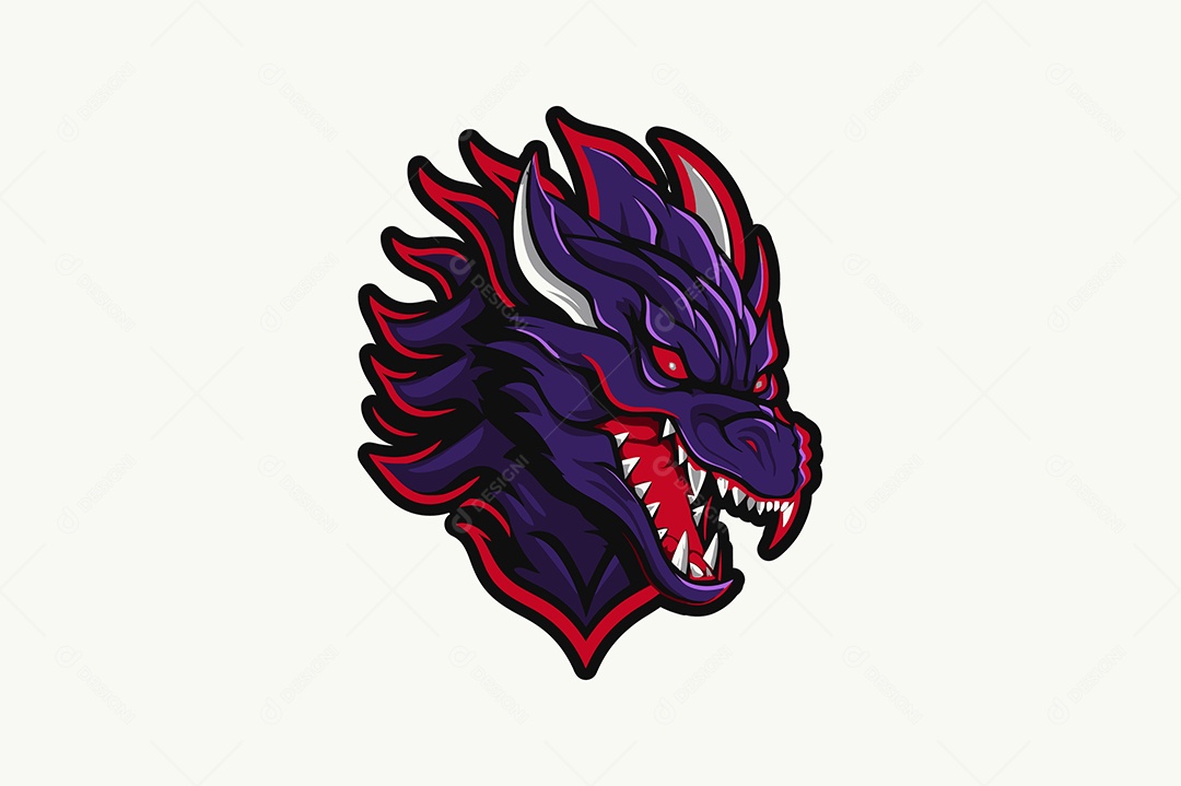 Dragão Mascote Ilustração Vetor EPS + AI