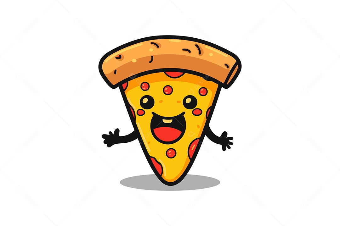 Fatia de Pizza Personagem Ilustração Vetor EPS + AI