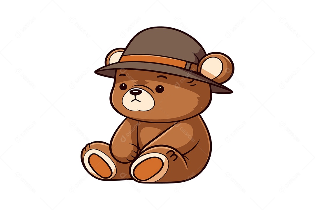 Urso de Chapéu Ilustração Vetor EPS + AI