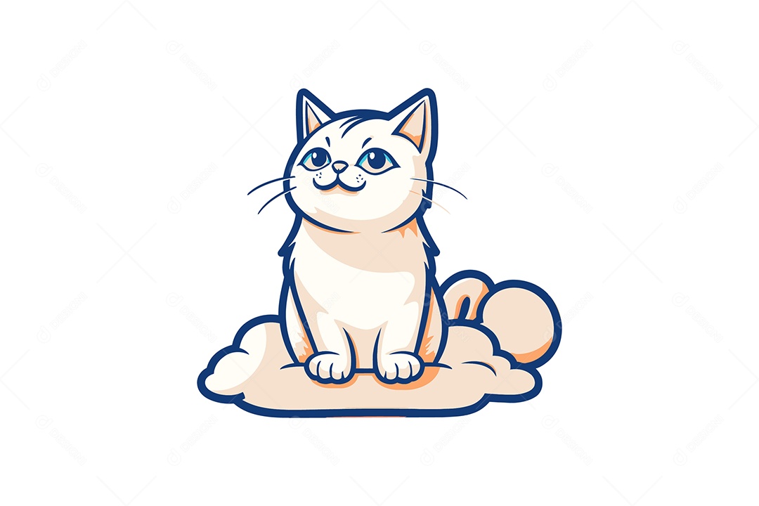 Gatinho Branco Ilustração Vetor EPS + AI