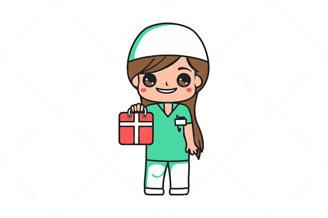 Enfermeira Personagem Ilustração Vetor EPS + AI