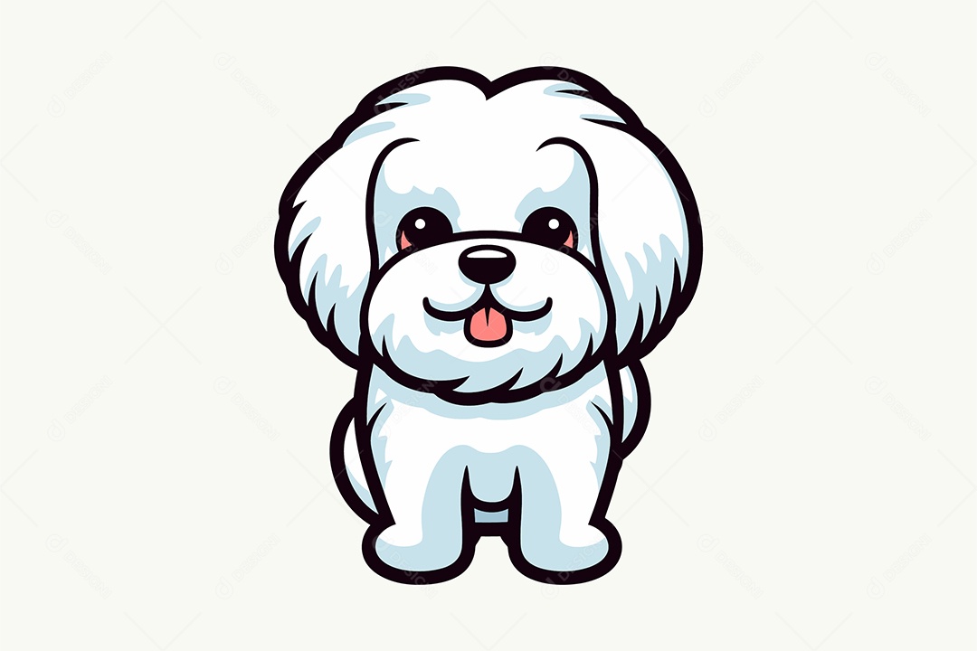 Cachorro Branco Personagem Ilustração Vetor EPS + AI