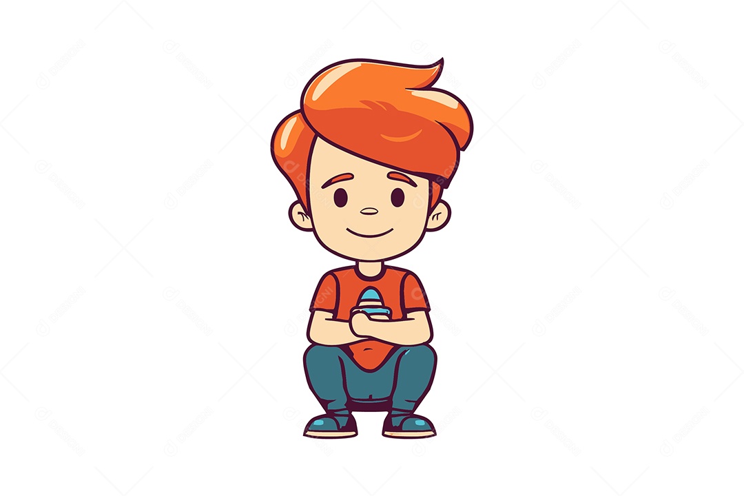 Garoto de Cabelo Ruivo Personagem Ilustração Vetor EPS + AI
