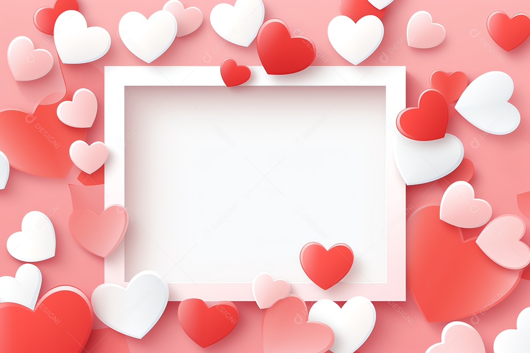 Céu rosa abstrato e nuvens cortadas em papel com espaço de cópia para feliz fundo do dia dos namorados