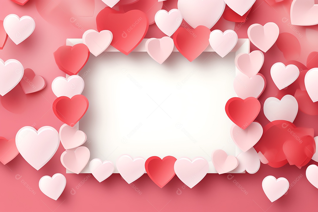 Céu rosa abstrato e nuvens cortadas em papel com espaço de cópia para feliz fundo do dia dos namorados