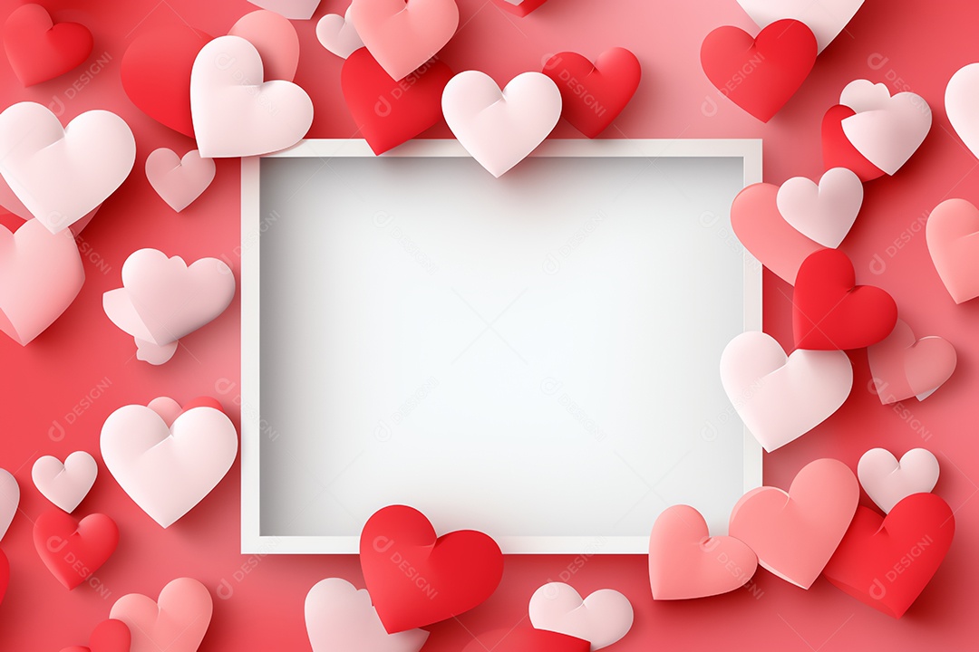 Céu rosa abstrato e nuvens cortadas em papel com espaço de cópia para feliz fundo do dia dos namorados