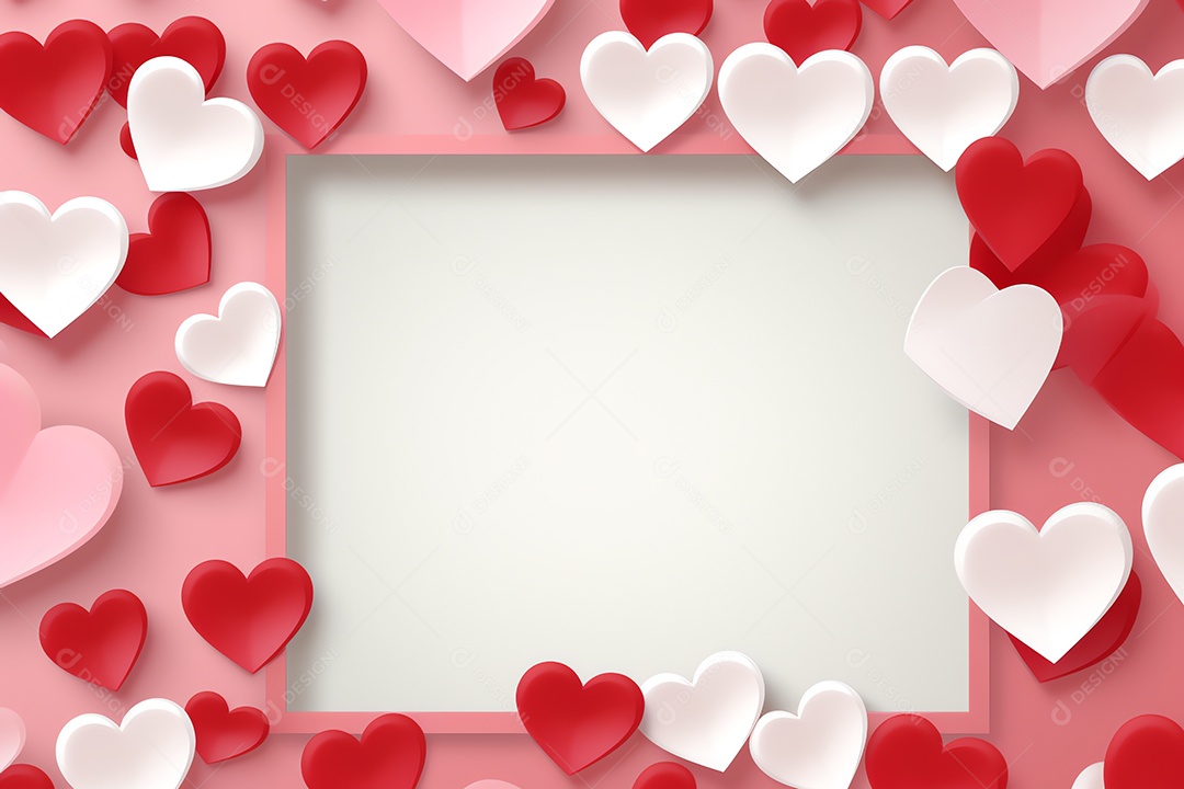 Céu rosa abstrato e nuvens cortadas em papel com espaço de cópia para feliz fundo do dia dos namorados