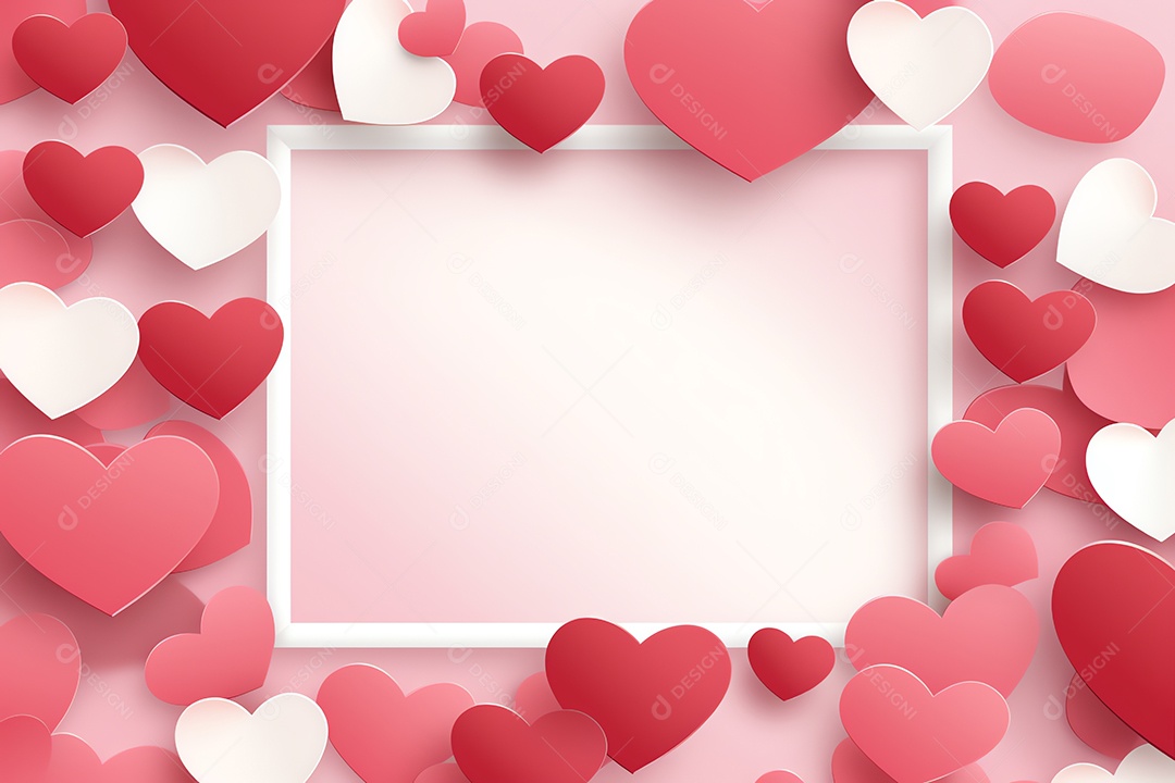 Céu rosa abstrato e nuvens cortadas em papel com espaço de cópia para feliz fundo do dia dos namorados