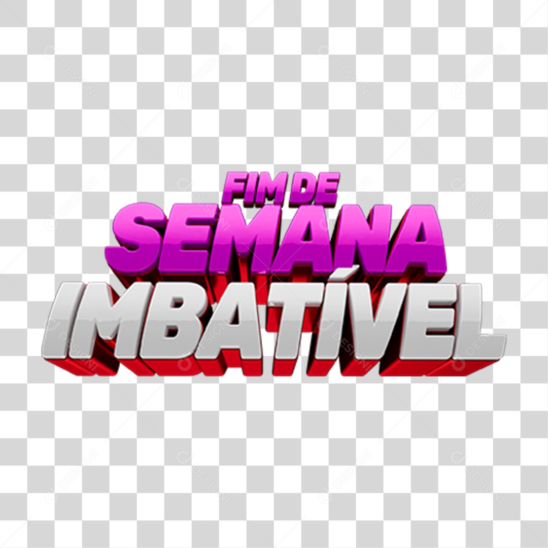 Selo 3D Fim de Semana Imbatível Lilás em PNG Transparente