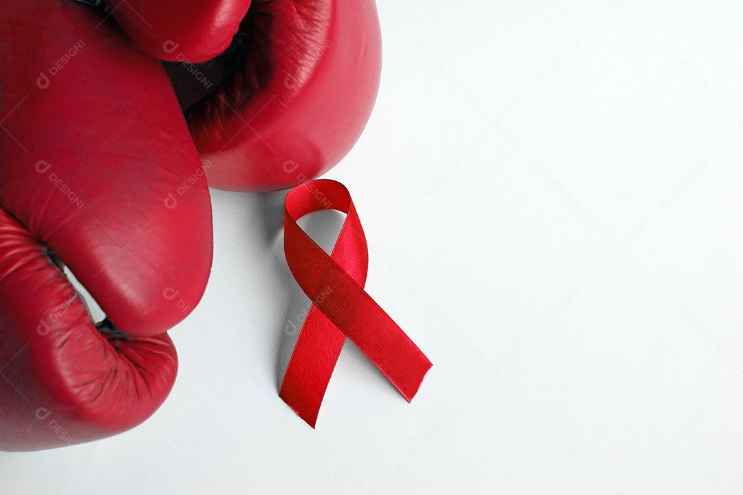 Fita e luvas de boxe vermelha campanha contra doenças transmissíveis