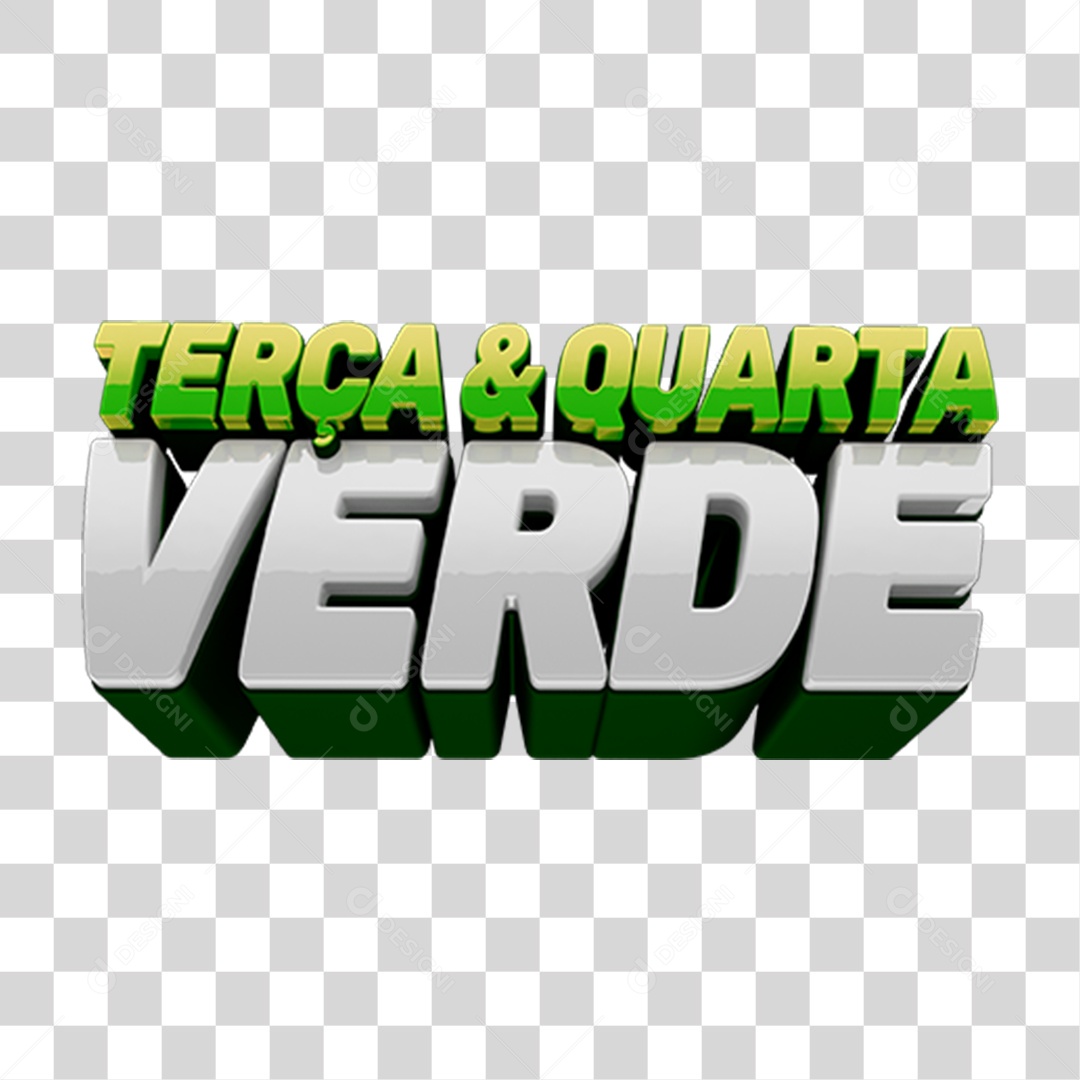 Selo 3D Terça & Quarta Verde em PNG Transparente