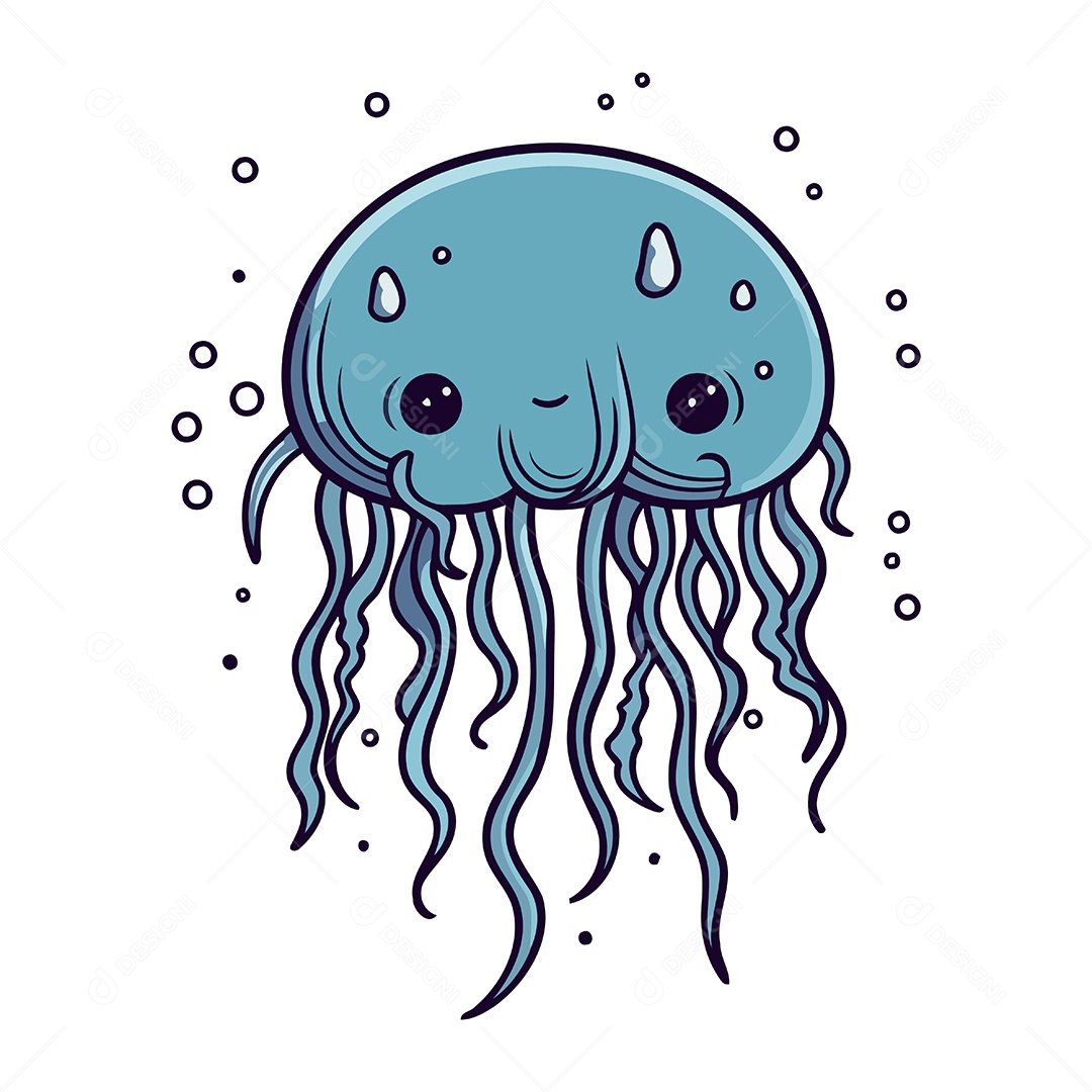 Água Viva Desenho Animado Ilustração Vetor EPS