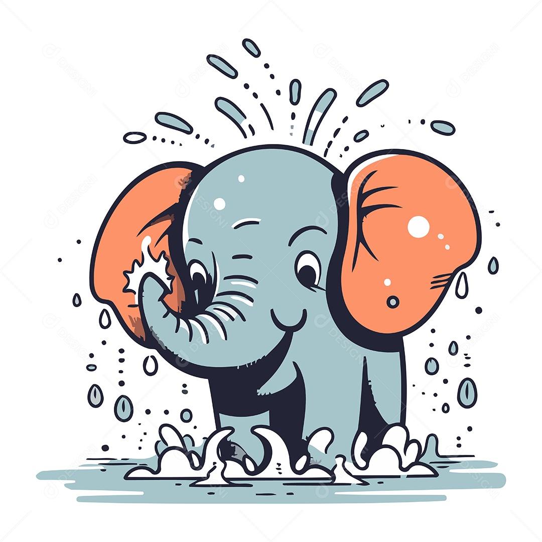 Elefante Desenho Animado Ilustração Vetor EPS