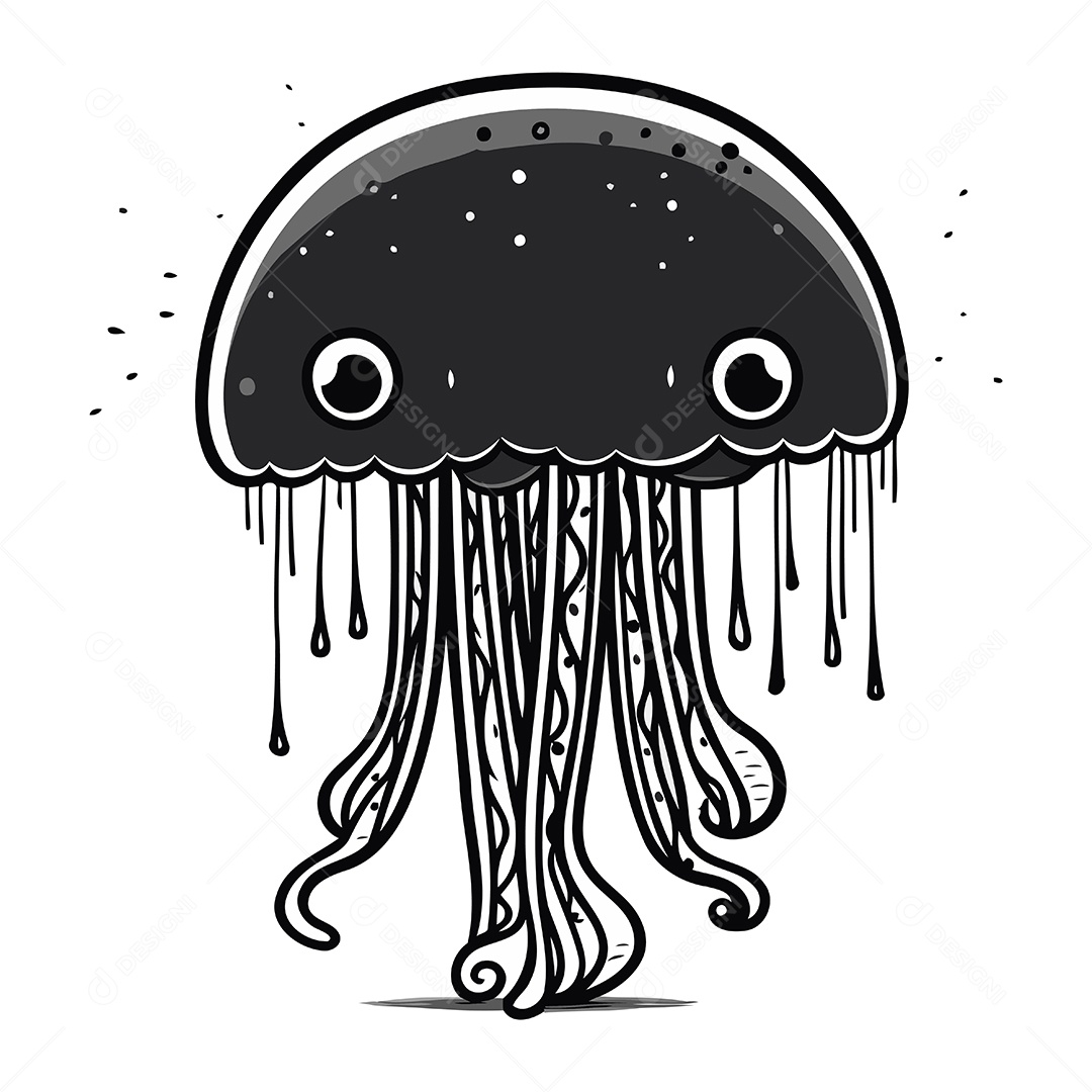 Água Viva Desenho Animado Ilustração Vetor EPS