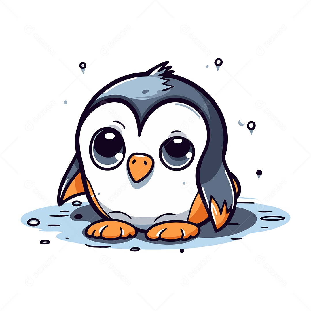 Pinguim Desenho Animado Ilustração Vetor EPS