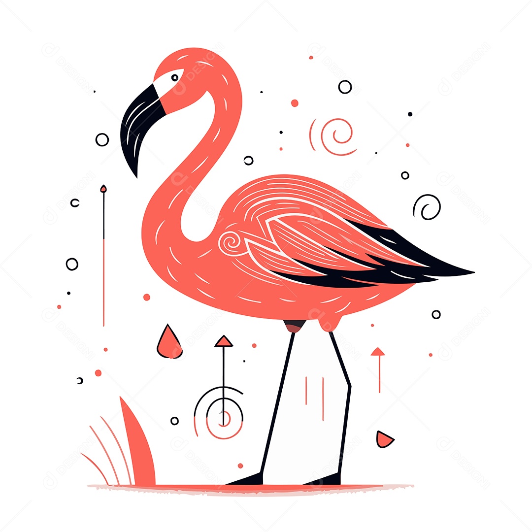 Flamingo Desenho Animado Ilustração Vetor EPS