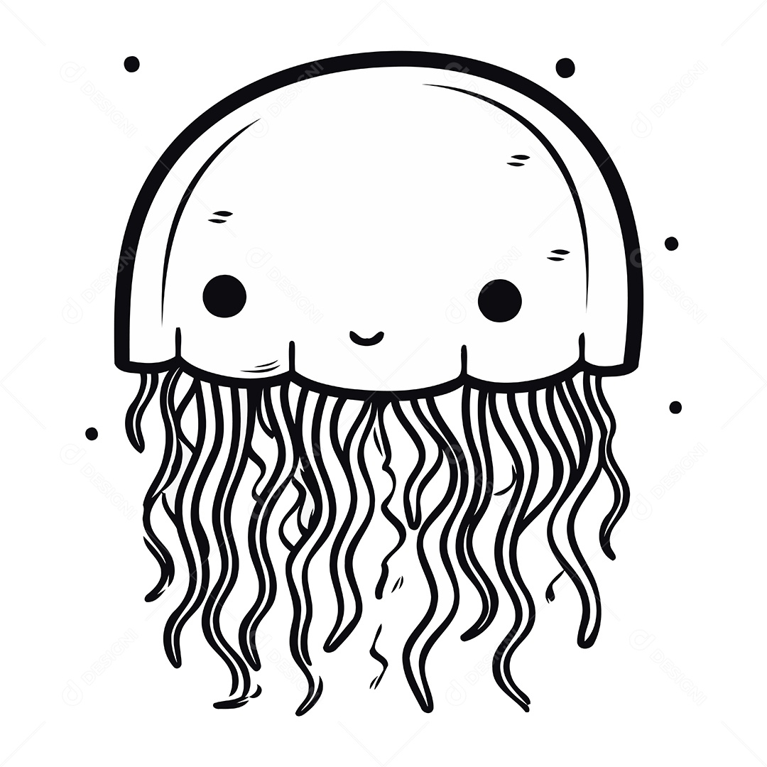 Água Viva Desenho Animado Ilustração Vetor EPS