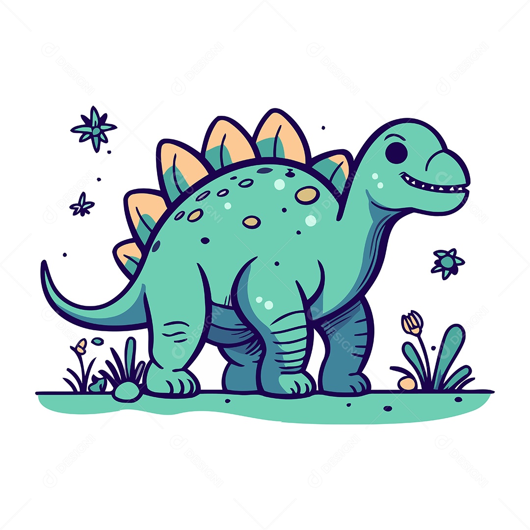 Dinossauro Desenho Animado Ilustração Vetor EPS