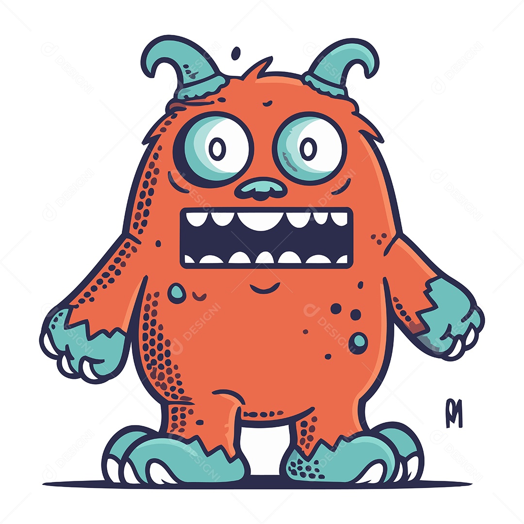 Monstro Desenho Animado Ilustração Vetor EPS