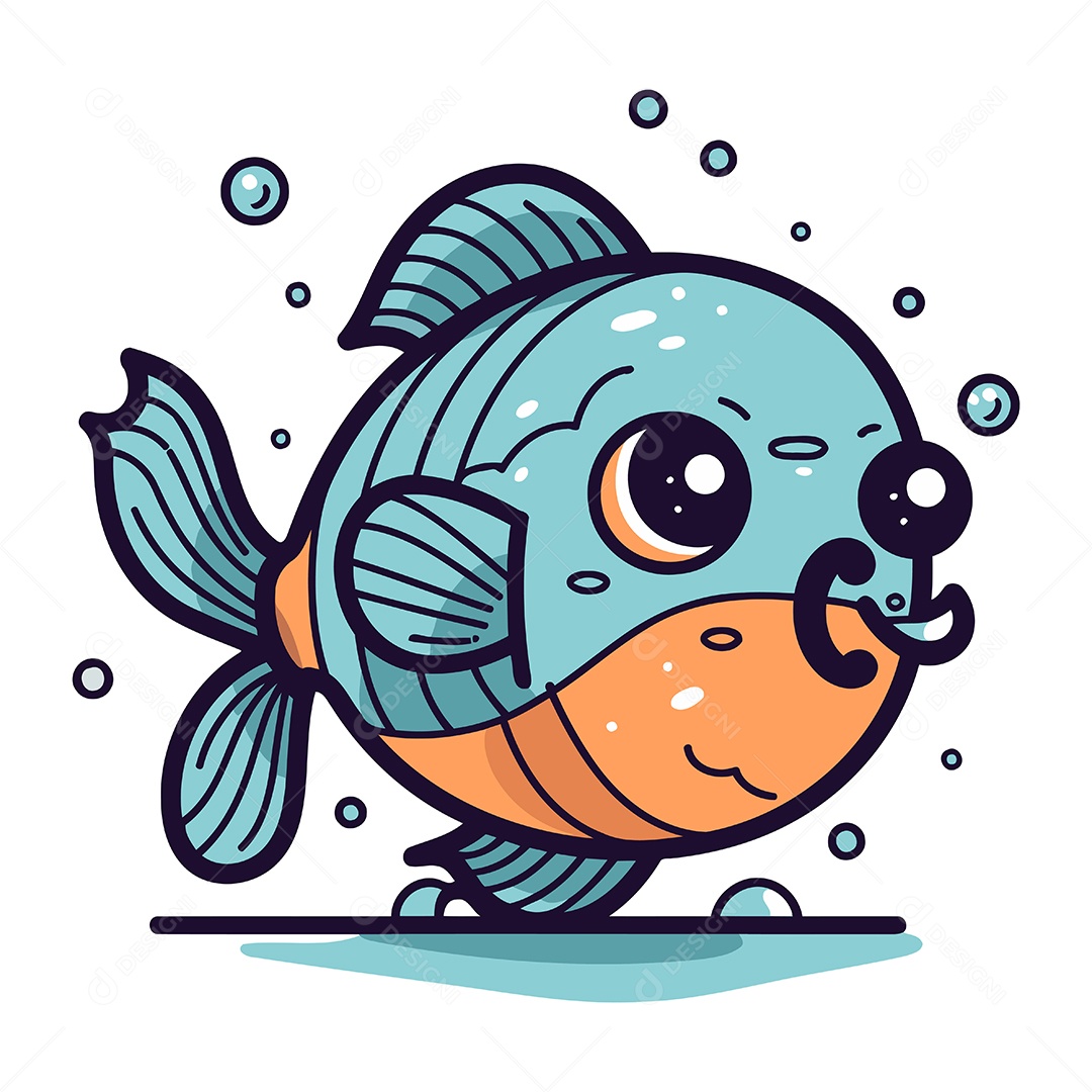 Peixe Desenho Animado Ilustração Vetor EPS