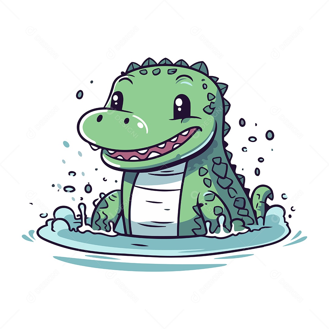 Jacaré Desenho Animado Ilustração Vetor EPS