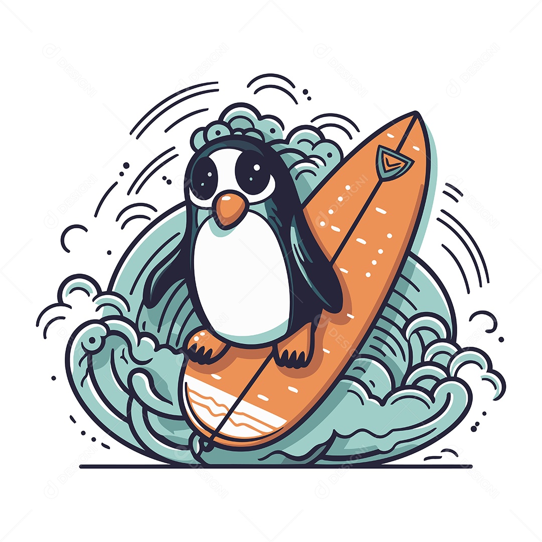 Pinguim Desenho Animado Ilustração Vetor EPS