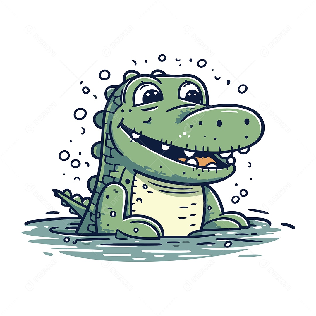 Jacaré Desenho Animado Ilustração Vetor EPS