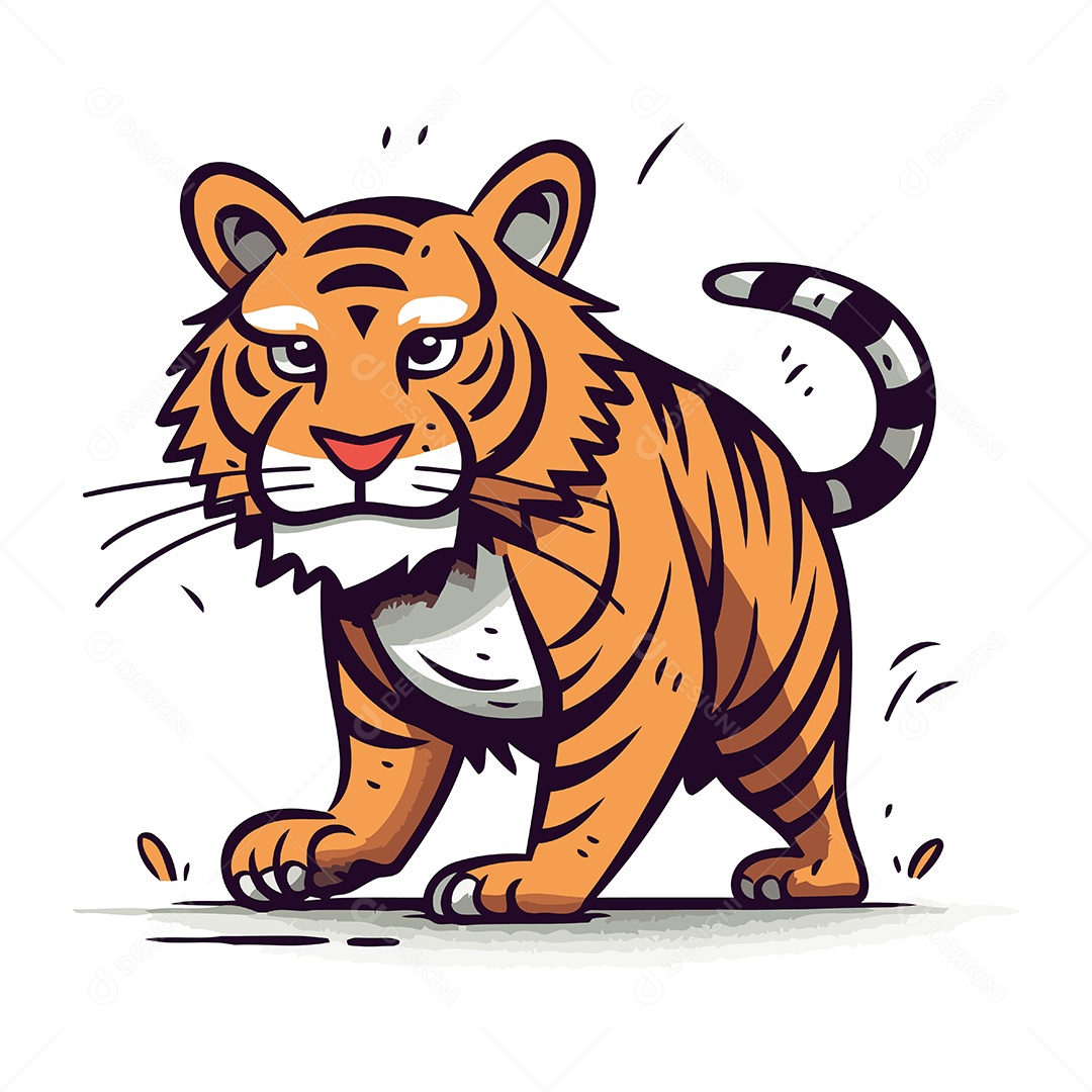Tigre Desenho Animado Ilustração Vetor EPS